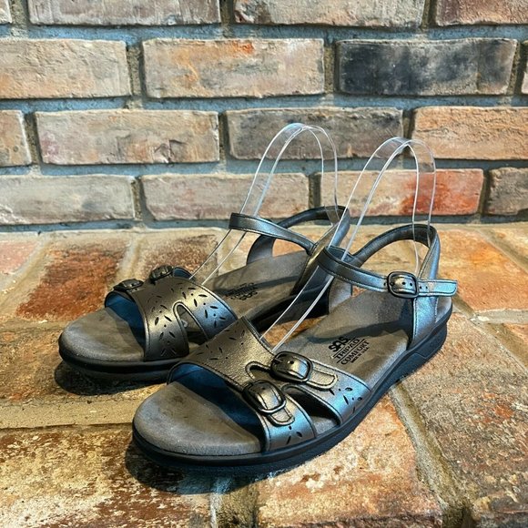 SAS Tripad Comfort Womens Leather Buckle Steel Gray Ankle Strap Sandals Size 8 - Picture 3 of 6